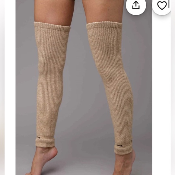 янмал Accessories - Camel wool blend over the knee leg warmers beige Mongolia